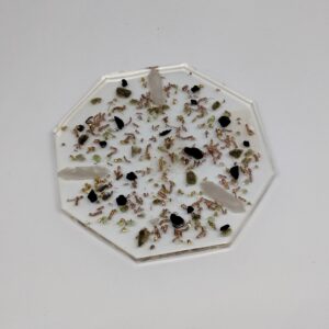 Plateau Labradorite, Cristal de roche, Péridot, Tourmaline noire