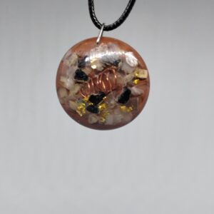 Pendentif, Pierre de lune, Cristal de roche, Péridot, Tourmaline Noire