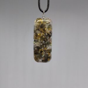 Pendentif Labradorite, Cristal de roche, Quartz rose, Péridot, Tourmaline Noire