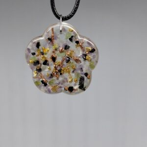 Pendentif Améthyste, Cristal de roche, Péridot, Tourmaline Noire