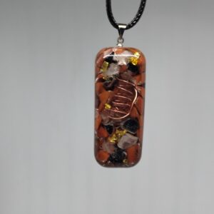 Pendentif Jaspe rouge, Cristal de roche, Quartz rose, Tourmaline Noire