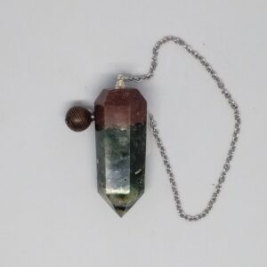 Pendule Orgonite : Aventurine verte, Cristal de roche, Quartz rose, Tourmaline noire